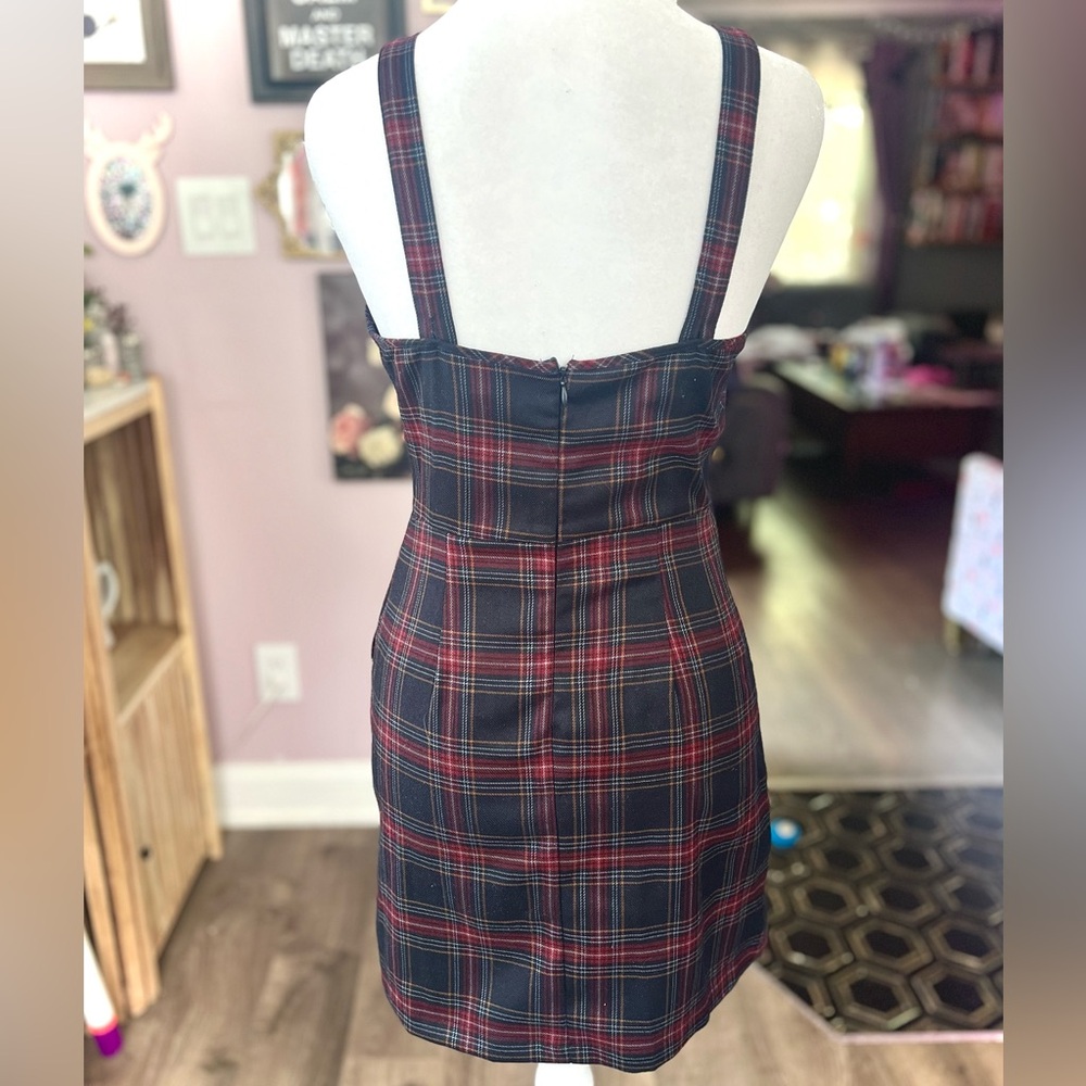 Forever 21 Blue & Red Plaid Sheath Dress - Picture 3 of 8
